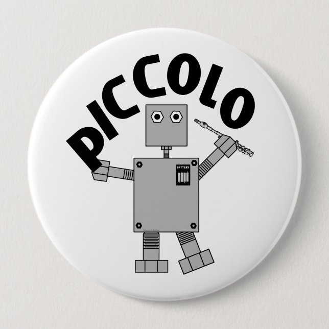 Piccolo Robot Text 10 Cm Round Badge (Front)
