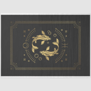 Pices Black And Gold Mystical Tarot Horoscope Tissue Paper