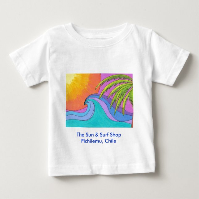 Pichilemu Surf Shop Beach Baby t shirts (Front)
