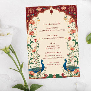 Pichwai Indian Peacock Elegant Wedding Enclosure Card