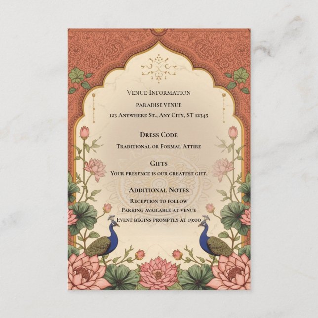 Pichwai Inspired Indian Wedding Enclosure Card (Front)