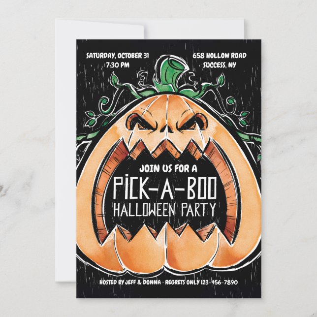 Pick-A-Boo Halloween Party Invitation (Front)