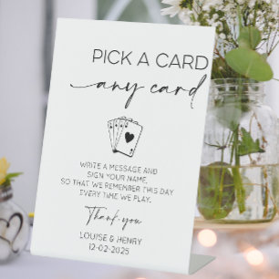Pick A Card Any Card Guestbook Pedestal Sign