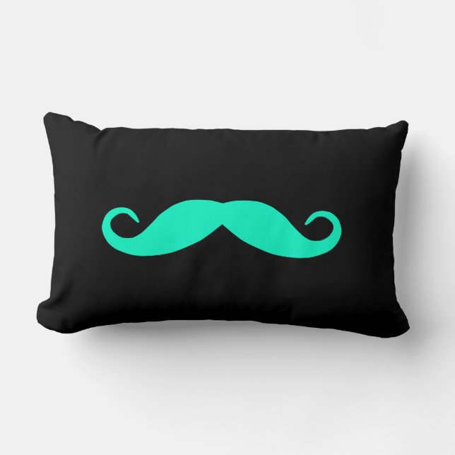 Pick A Colour Moustache on Black Lumbar Cushion (Front)