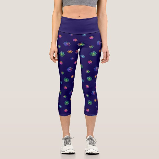 Pick a Posy Custom Background  Capri Leggings (Front)