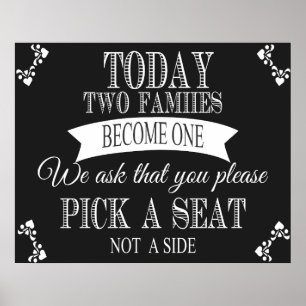 "Pick a seat" chalkboard wedding print