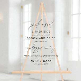 Pick A Seat Either Side Wedding Seating Acrylic Sign