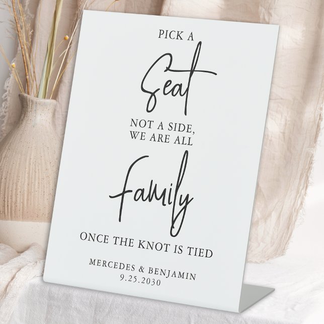 Pick A Seat Not A Side Personalised Wedding Pedestal Sign (Creator Uploaded)