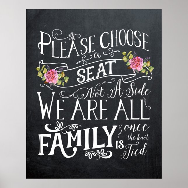 Pick a seat not a side sign wedding celebration (Front)