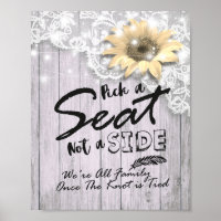 Pick A Seat Not A Side Wedding Lace Sunflower Wood