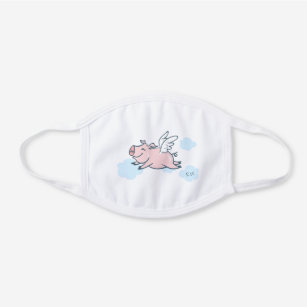 Pick Any Color Flying Pig   Cute Blue Pink White Cotton Face Mask