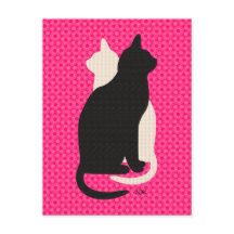 Pick Color Black White Cat Duo Yin Yang Style