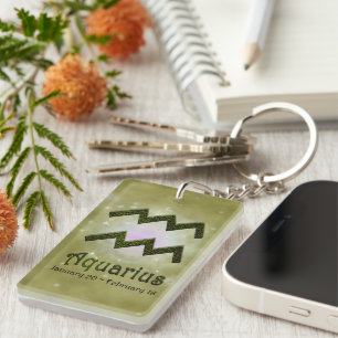 Pick Colour Aquarius Zodiac Astrological Sign Key Ring