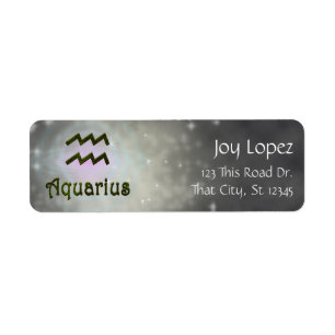 Pick Colour Aquarius Zodiac Astrological Sign Return Address Label