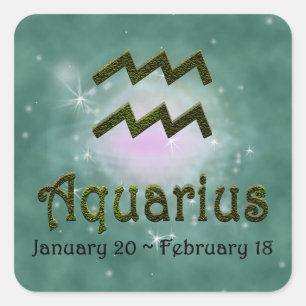 Pick Colour Aquarius Zodiac Astrological Sign Square Sticker