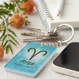 Pick Colour Aries Zodiac Astrological Sign Key Ring
