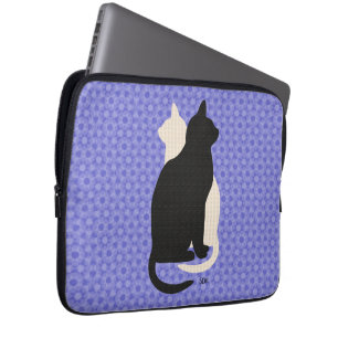 Pick Colour Black White Cat Duo Yin Yang Style Laptop Sleeve