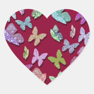 Pick Colour Butterflies Surreal & Fluttering Heart Sticker