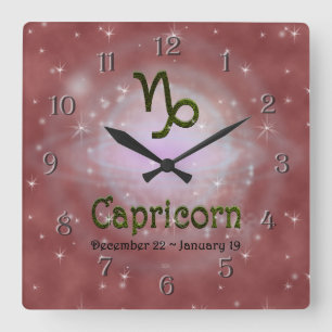 Pick Colour Capricorn Zodiac Astrological Sign Square Wall Clock