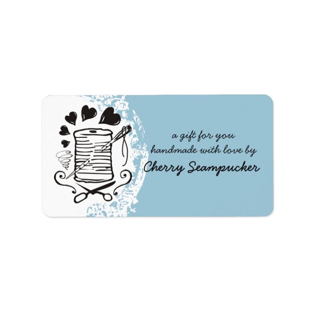 Pick colour doodle needle thread sewing seamstress label (Front)