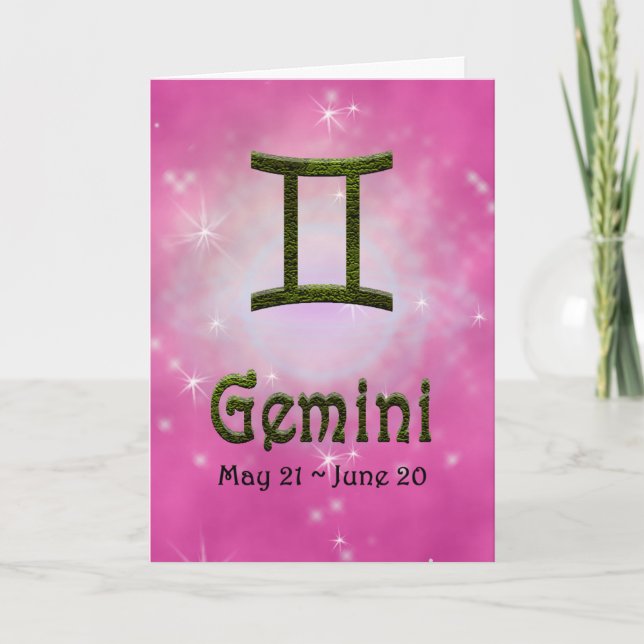 Pick Colour Gemini Zodiac Astrological Sign Card (Front)