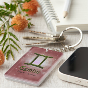 Pick Colour Gemini Zodiac Astrological Sign Key Ring