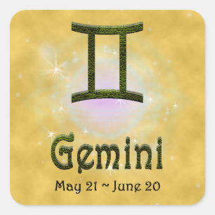 Pick Colour Gemini Zodiac Astrological Sign Square Sticker