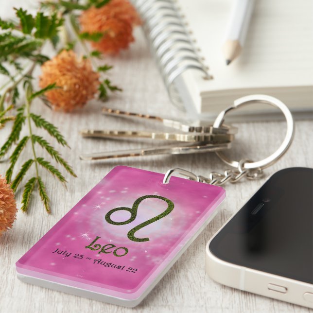 Pick Colour Leo Zodiac Astrological Sign Key Ring (Front Right)