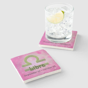 Pick Colour Libra Zodiac Astrological Sign Stone Coaster