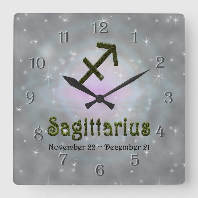 Pick Colour Sagittarius Zodiac Astrological Sign Square Wall Clock (Front)