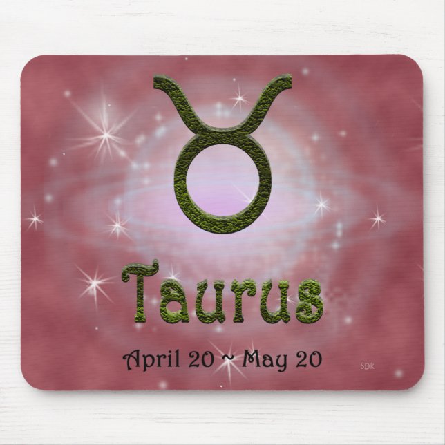 Pick Colour Taurus Zodiac Astrological Sign Mouse Pad (Front)