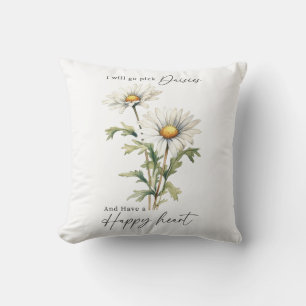 Pick Daisies And Have A Happy Heart Cushion