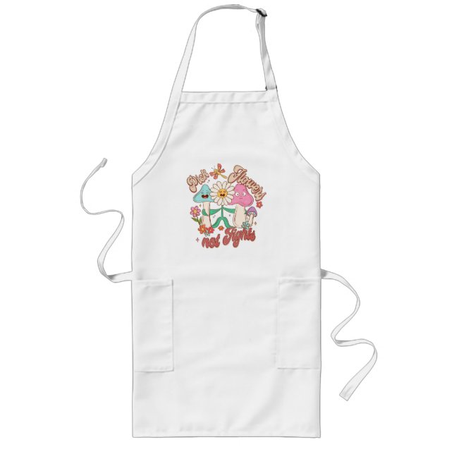 Pick Flowers, Not Fights – Cute & Vibrant Flowers Long Apron (Front)