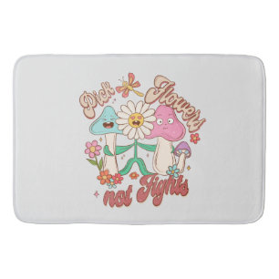Pick Flowers, Not Fights Mushroom & Floral Bath Mat