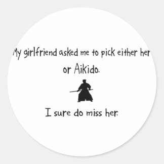 Pick Girlfriend or Aikido Classic Round Sticker