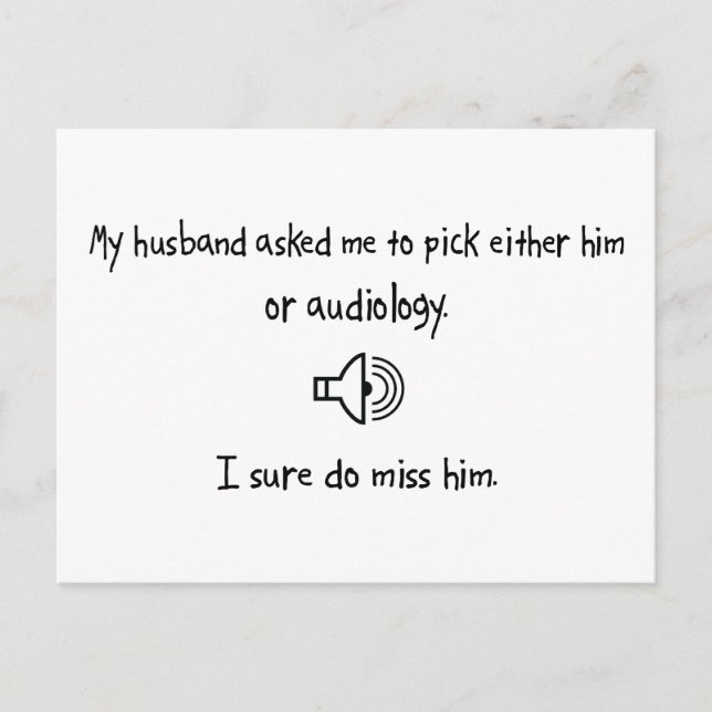 Pick Husband or Audiology Postcard (Front)