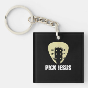 Pick Jesus Religious Musician Gift Idea Guitar Key Ring