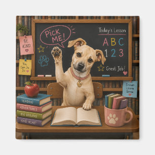 Pick Me! Cute School Dog Raising Paw Magnet