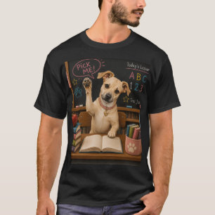 Pick Me! Cute School Dog Raising Paw T-Shirt