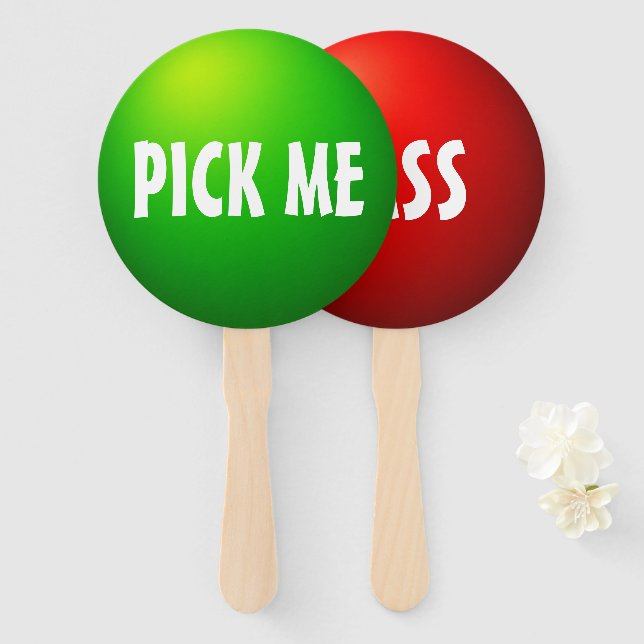 Pick Me Pass Classroom Game Paddle Sign Hand Fan (Front and Back)