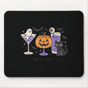 Pick Poison Halloween Black Cat Pumpkin Ghost Tail Mouse Pad