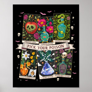 Pick poison's funny drink potion's happy halloween poster