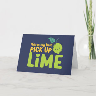 Pick Up Lime Cute Fruit Pun Funny Valentine's Day Holiday Card
