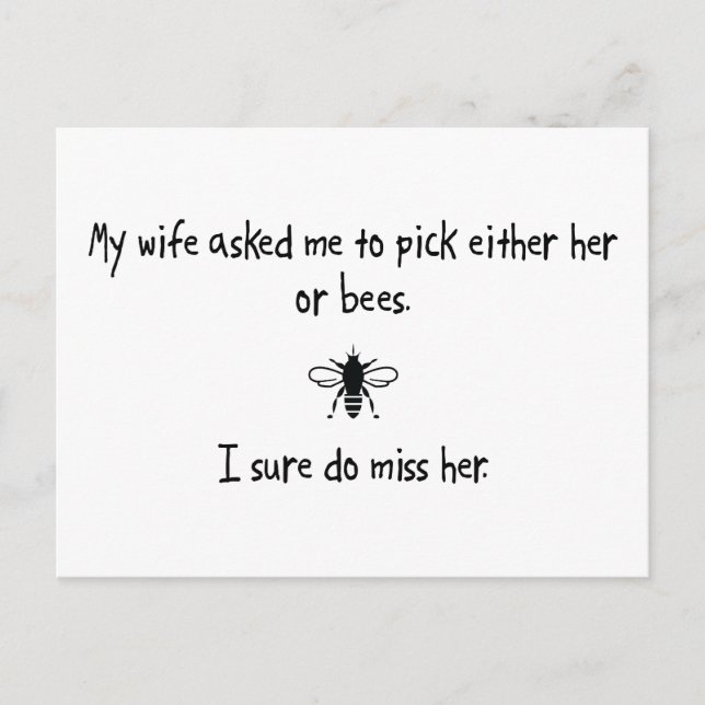 Pick Wife or Bees Postcard (Front)