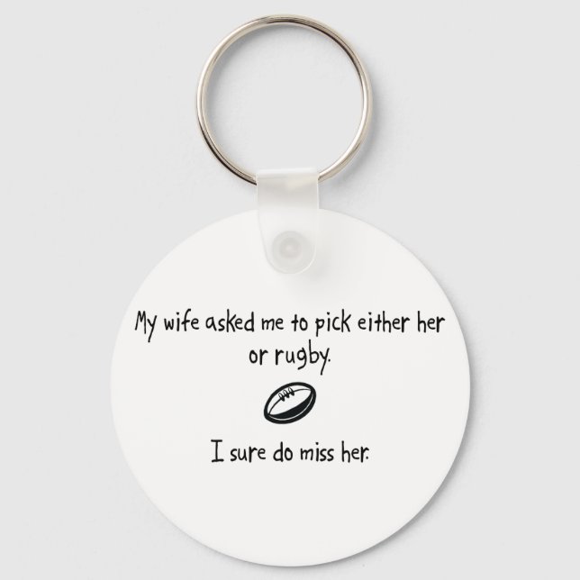 Pick Wife or Rugby Key Ring (Front)