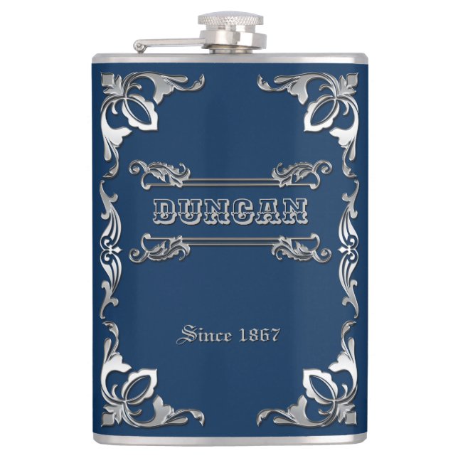 Pick Your Colour Classic Book Cover Silver Hip Flask (Front)