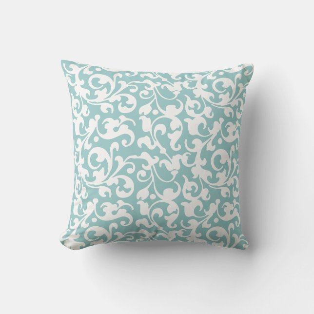 Pick Your Colour Renaissance Elegant Scroll Damask Cushion (Front)