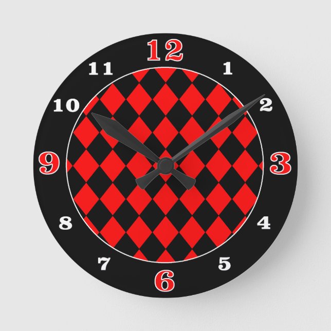 Pick Your Own Colour Harlequin Diamonds  Round Clock (Front)