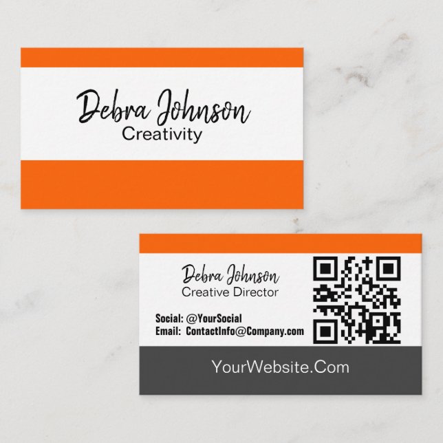 Pick Your Own Colour Professional Stripes QR Code  Business Card (Front/Back)