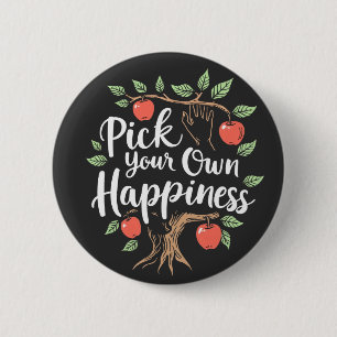 Pick Your Own Happiness Apple Picking Season Fall 6 Cm Round Badge